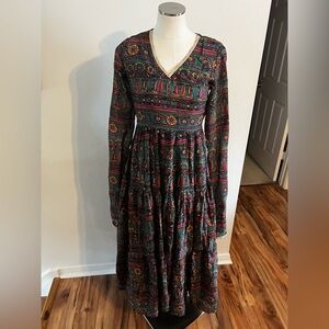 S - AACHHO - Bohemian /Indian Multicolor Long Sleeve Dress